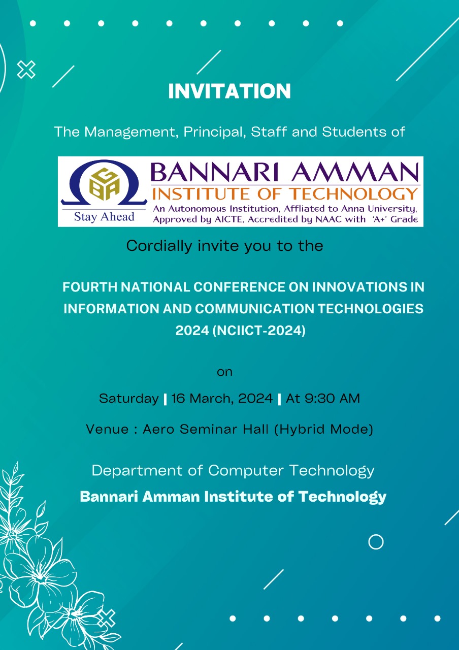 Fourth National Conference on innovations in information and Communication Technologies 2024 (NCIICT-2024- Hybrid Mode)